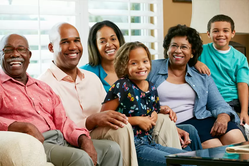 Family sitting together happy - estate plan check-up