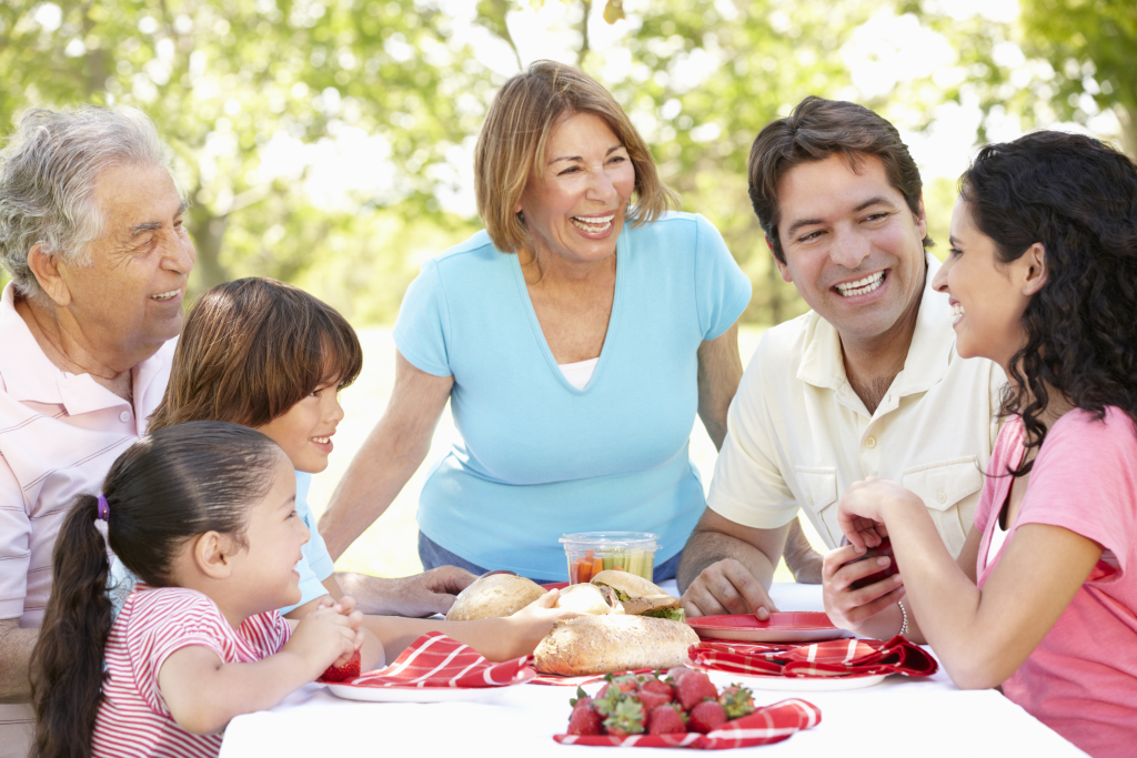 Family having fun and eating